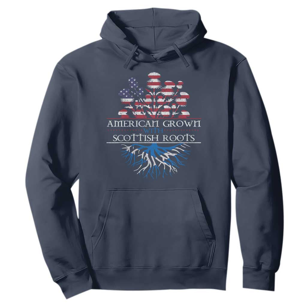 American Grown With Scottish Roots Hoodie Scottish American Heritage Thistle Flower TS11 Navy Print Your Wear