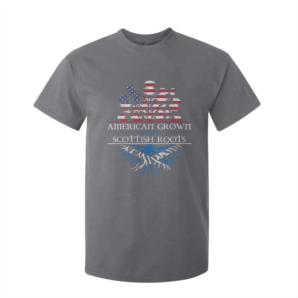 American Grown With Scottish Roots T Shirt For Kid Scottish American Heritage Thistle Flower TS11 Charcoal Print Your Wear