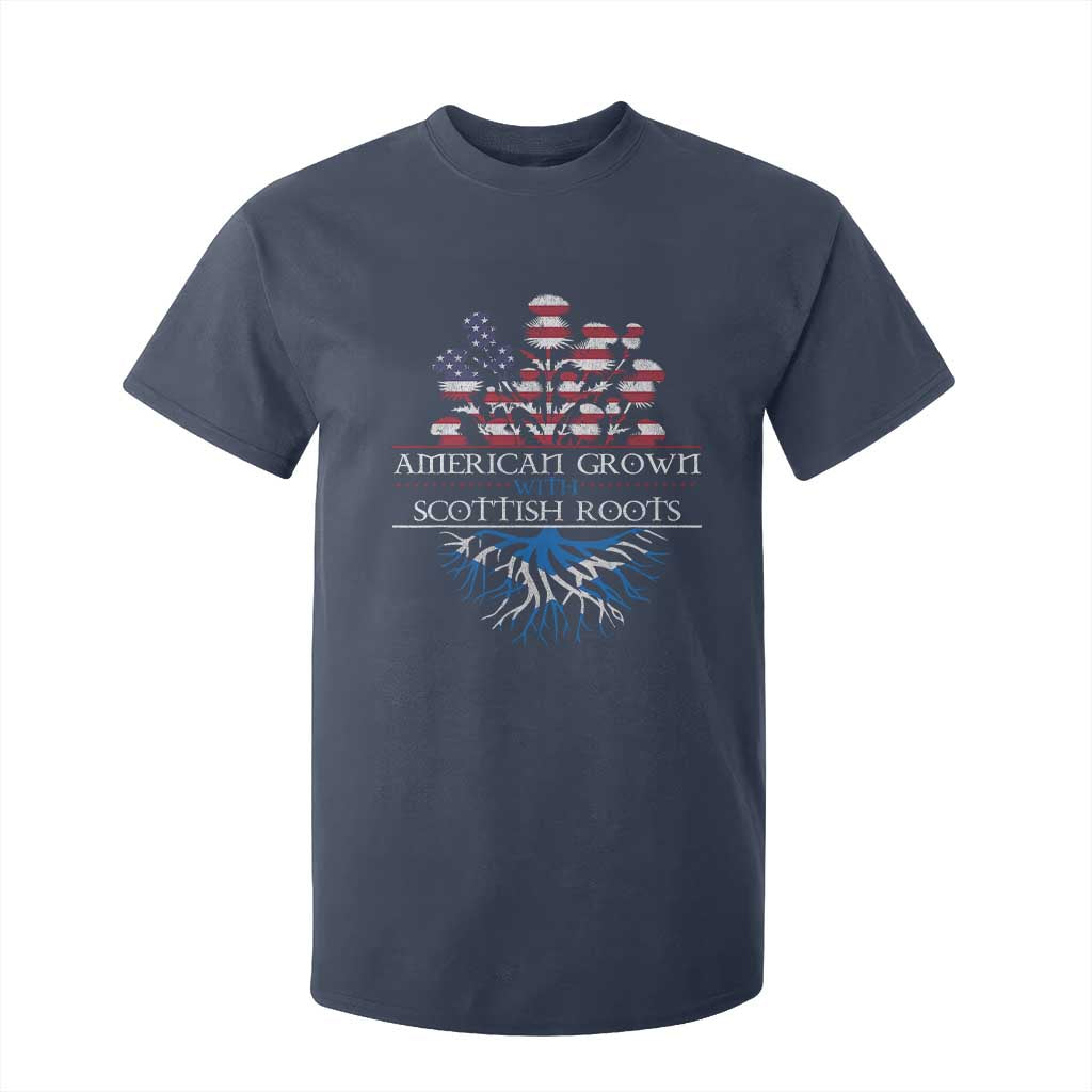 American Grown With Scottish Roots T Shirt For Kid Scottish American Heritage Thistle Flower TS11 Navy Print Your Wear