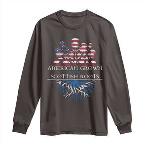 American Grown With Scottish Roots Long Sleeve Shirt Scottish American Heritage Thistle Flower TS11 Dark Chocolate Print Your Wear