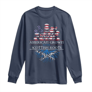 American Grown With Scottish Roots Long Sleeve Shirt Scottish American Heritage Thistle Flower TS11 Navy Print Your Wear