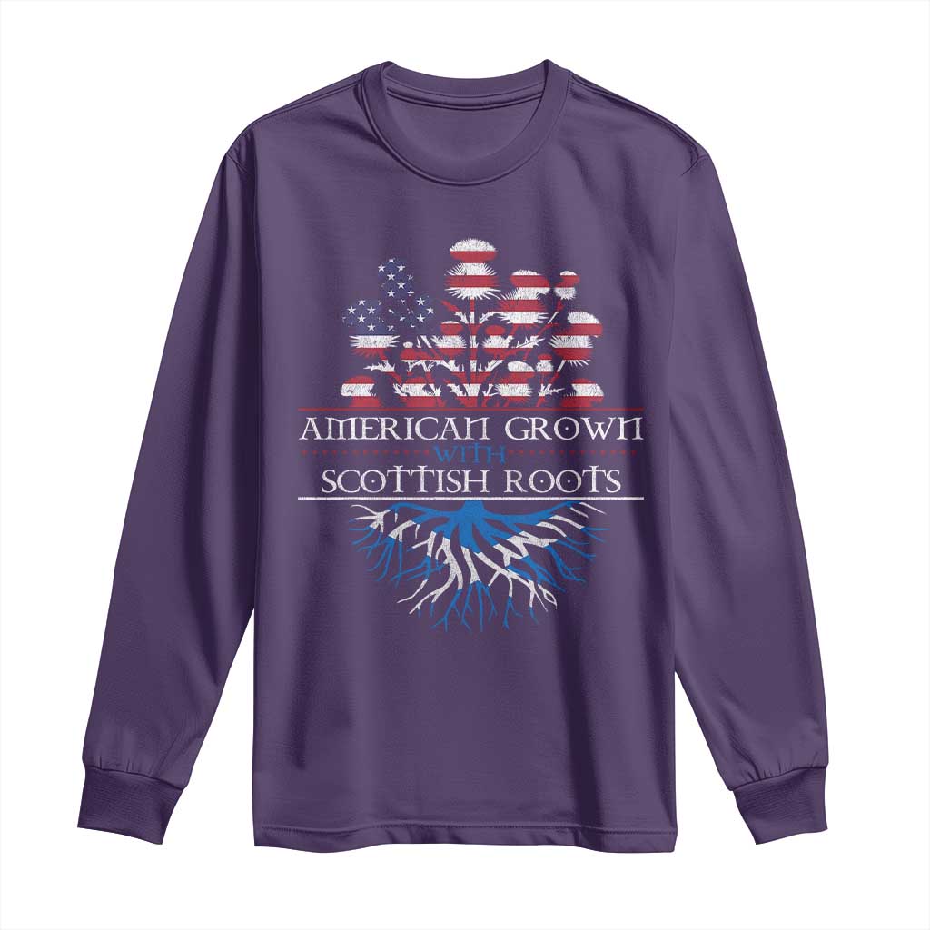 American Grown With Scottish Roots Long Sleeve Shirt Scottish American Heritage Thistle Flower TS11 Purple Print Your Wear