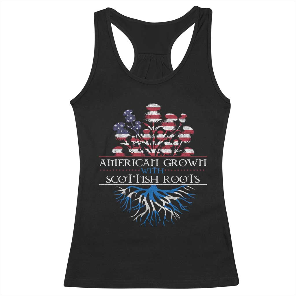 American Grown With Scottish Roots Racerback Tank Top Scottish American Heritage Thistle Flower TS11 Black Print Your Wear