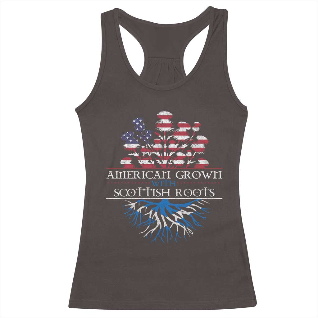 American Grown With Scottish Roots Racerback Tank Top Scottish American Heritage Thistle Flower TS11 Dark Chocolate Print Your Wear