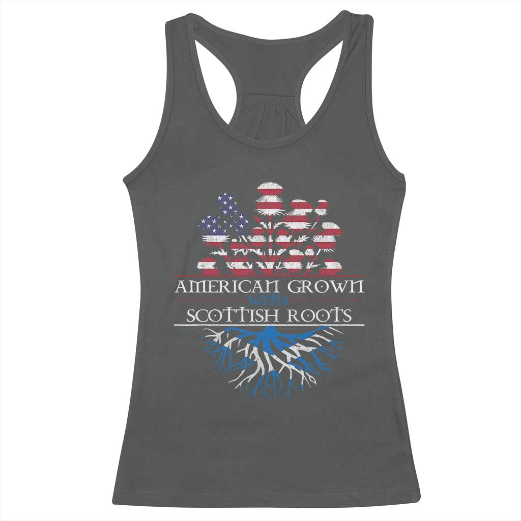 American Grown With Scottish Roots Racerback Tank Top Scottish American Heritage Thistle Flower TS11 Dark Heather Print Your Wear