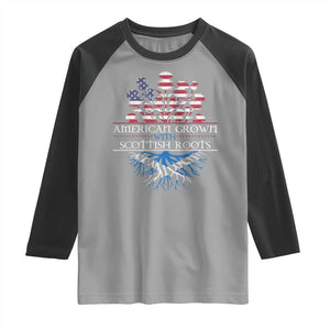 American Grown With Scottish Roots Raglan Shirt Scottish American Heritage Thistle Flower TS11 Sport Gray Black Print Your Wear