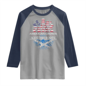 American Grown With Scottish Roots Raglan Shirt Scottish American Heritage Thistle Flower TS11 Sport Gray Navy Print Your Wear
