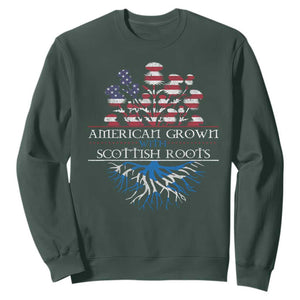 American Grown With Scottish Roots Sweatshirt Scottish American Heritage Thistle Flower TS11 Dark Forest Green Print Your Wear