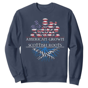 American Grown With Scottish Roots Sweatshirt Scottish American Heritage Thistle Flower TS11 Navy Print Your Wear