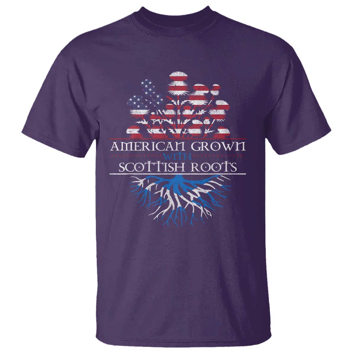 American Grown With Scottish Roots T Shirt Scottish American Heritage Thistle Flower TS11 Purple Print Your Wear
