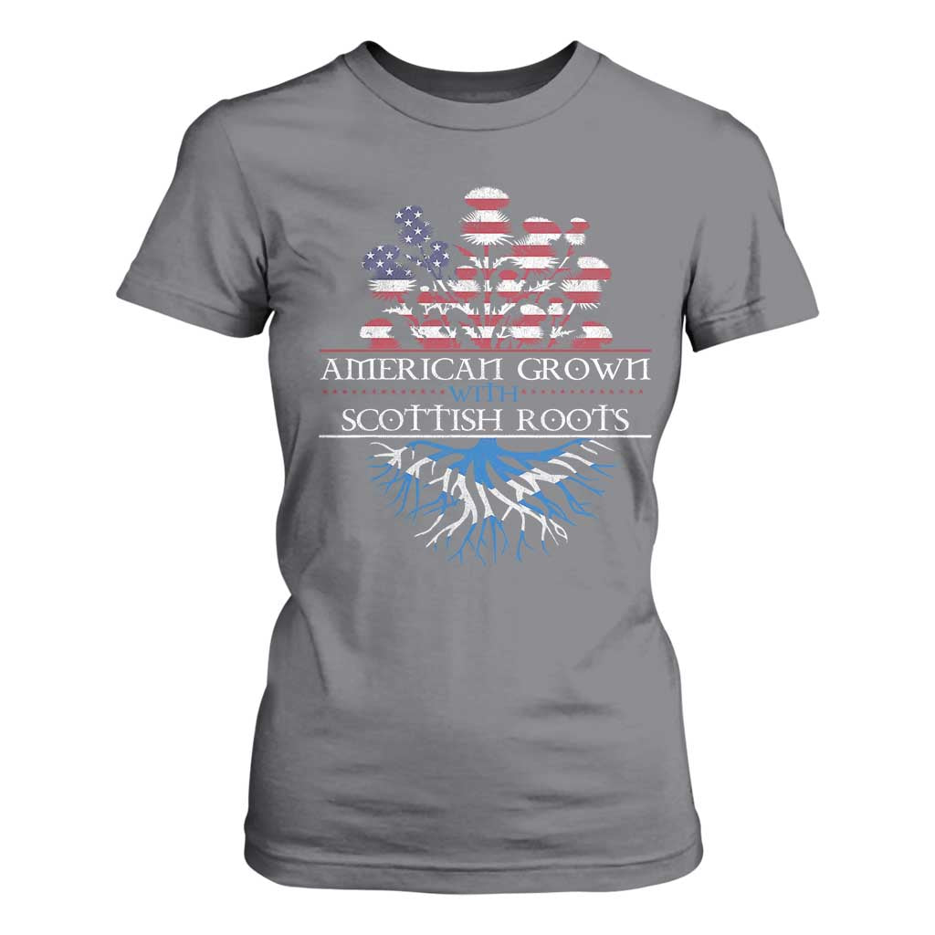 American Grown With Scottish Roots T Shirt For Women Scottish American Heritage Thistle Flower TS11 Charcoal Print Your Wear