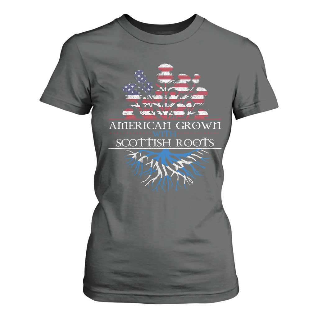 American Grown With Scottish Roots T Shirt For Women Scottish American Heritage Thistle Flower TS11 Dark Heather Print Your Wear