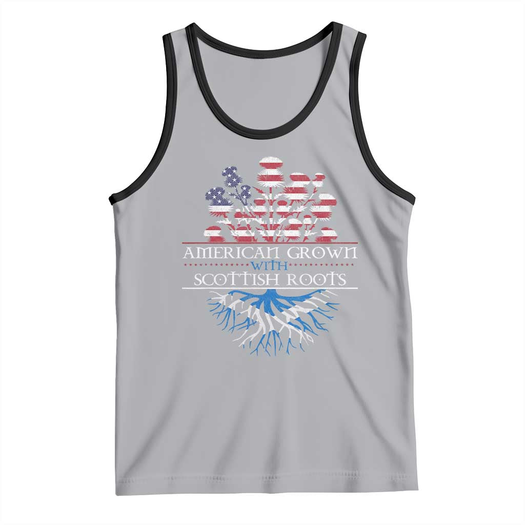 American Grown With Scottish Roots Tank Top Scottish American Heritage Thistle Flower TS11 Athletic Heather Black Print Your Wear