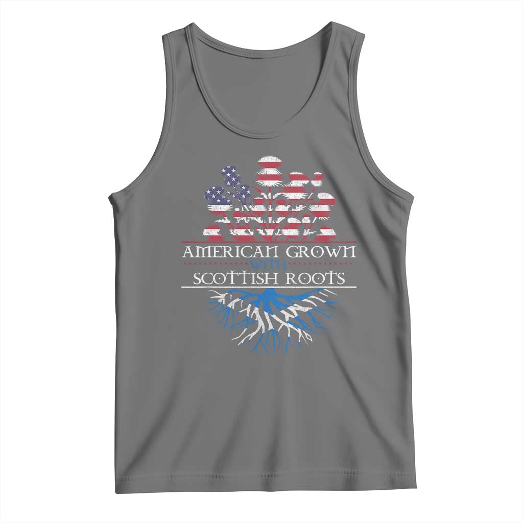 American Grown With Scottish Roots Tank Top Scottish American Heritage Thistle Flower TS11 Black Heather Print Your Wear