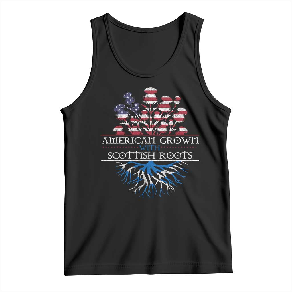 American Grown With Scottish Roots Tank Top Scottish American Heritage Thistle Flower TS11 Black Print Your Wear
