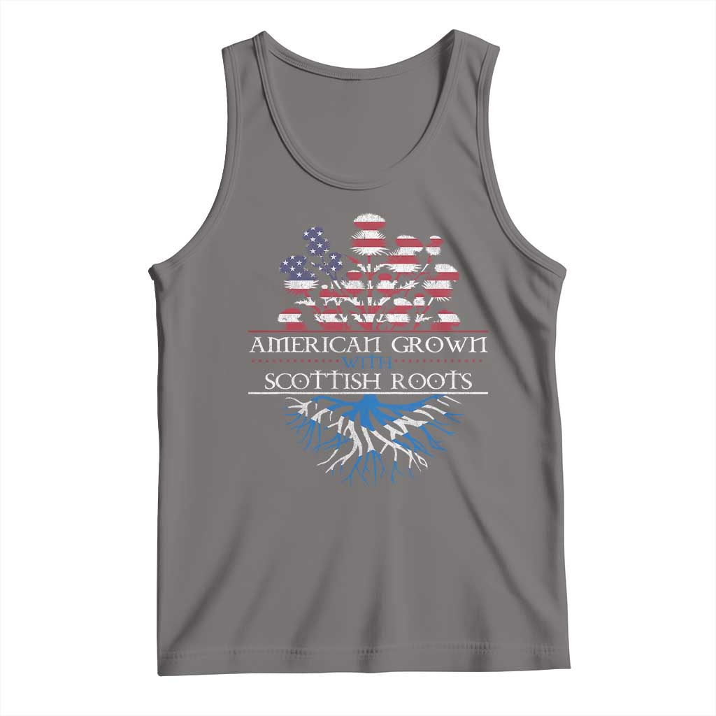 American Grown With Scottish Roots Tank Top Scottish American Heritage Thistle Flower TS11 Deep Heather Print Your Wear