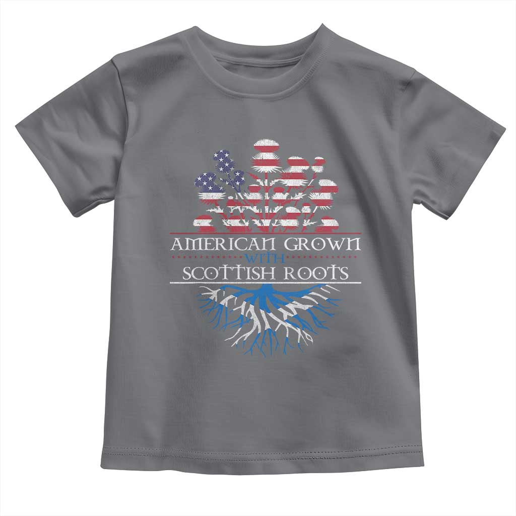American Grown With Scottish Roots Toddler T Shirt Scottish American Heritage Thistle Flower TS11 Charcoal Print Your Wear