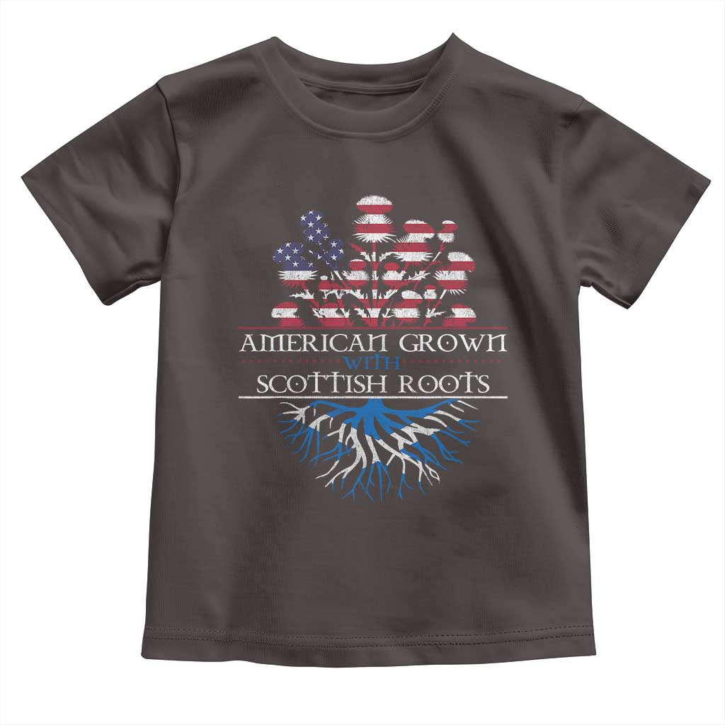 American Grown With Scottish Roots Toddler T Shirt Scottish American Heritage Thistle Flower TS11 Dark Chocolate Print Your Wear