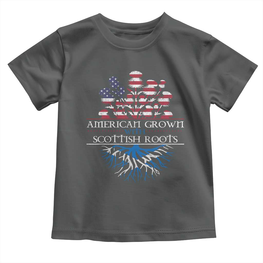 American Grown With Scottish Roots Toddler T Shirt Scottish American Heritage Thistle Flower TS11 Dark Heather Print Your Wear