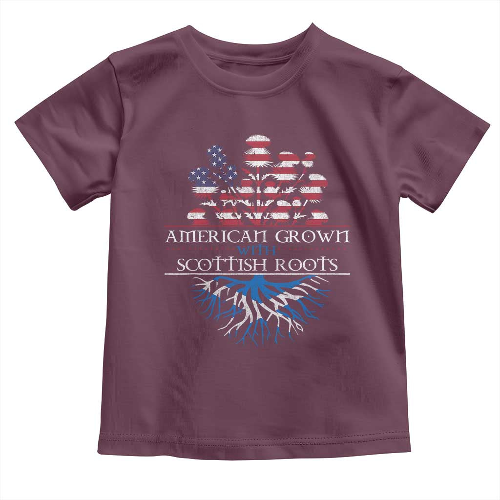 American Grown With Scottish Roots Toddler T Shirt Scottish American Heritage Thistle Flower TS11 Maroon Print Your Wear