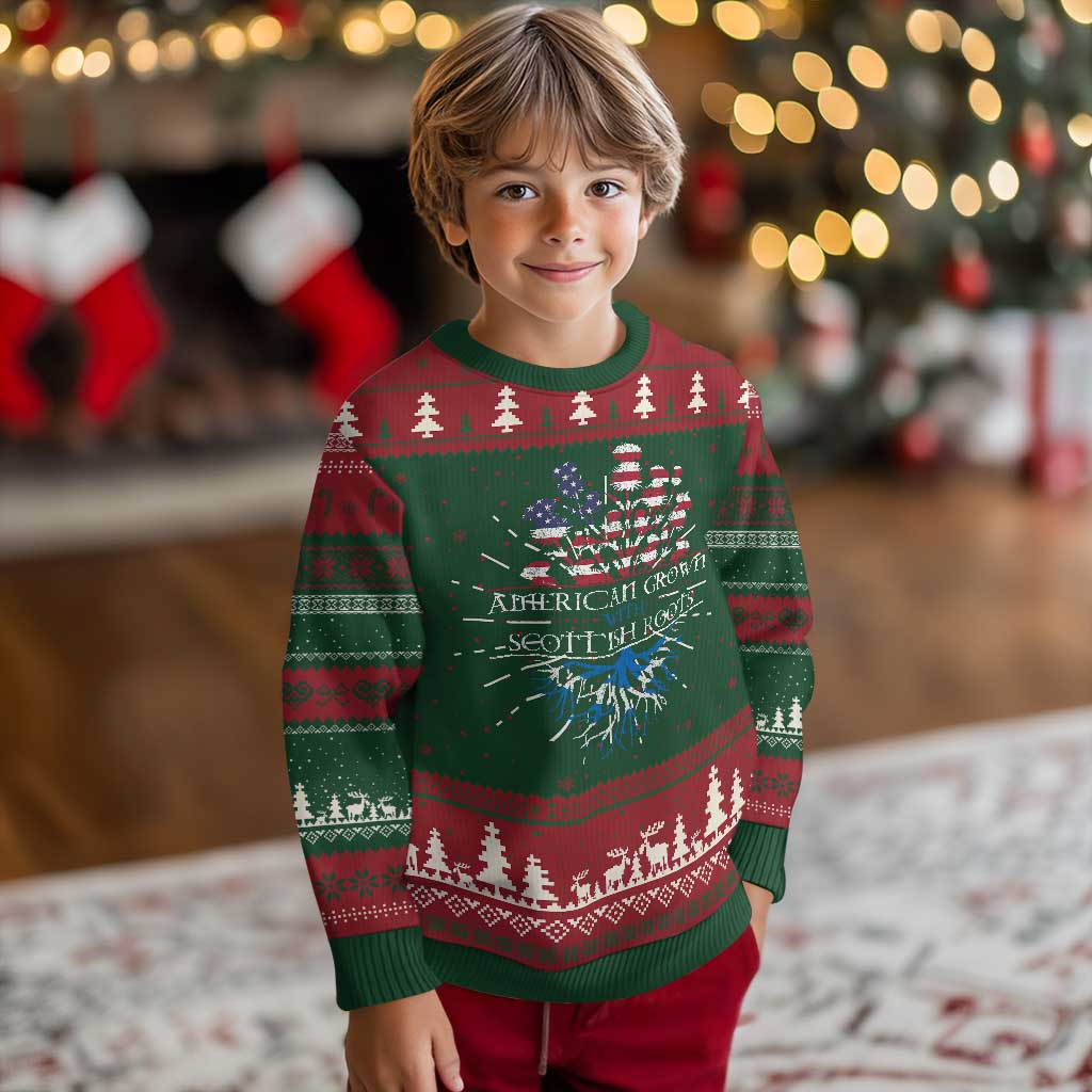 American Grown With Scottish Roots Ugly Christmas Sweater Scottish American Heritage Thistle Flower TS11 Christmas Print Your Wear