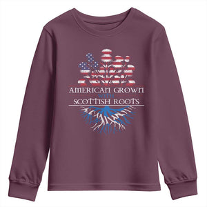American Grown With Scottish Roots Youth Sweatshirt Scottish American Heritage Thistle Flower TS11 Maroon Print Your Wear