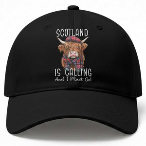 Funny Scotland Is Calling And I Must Go Baseball Cap Highland Cow TS11 Print Your Wear