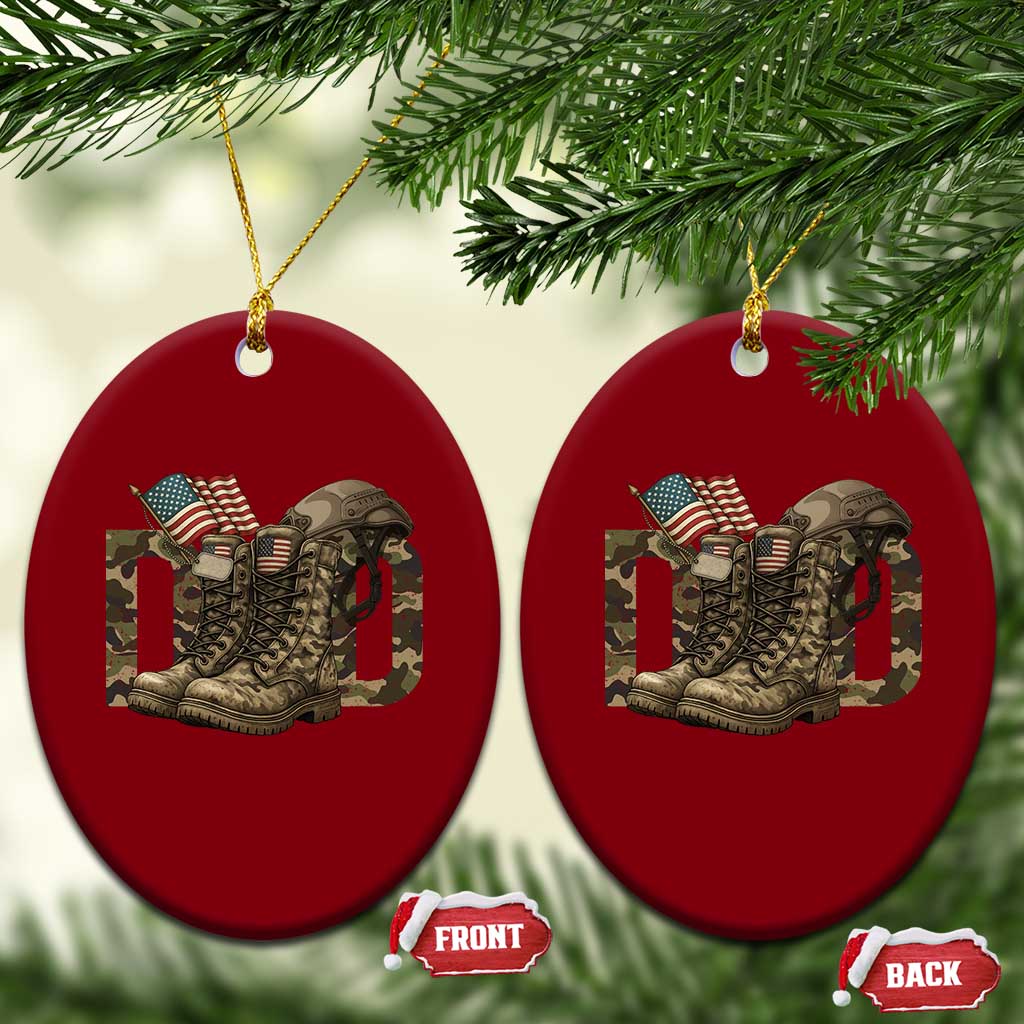 Army Military Dad Combat Boots American Flag Ceramic Ornament TS11 Print Your Wear