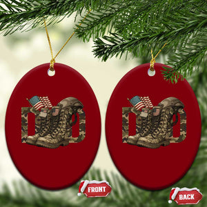 Army Military Dad Combat Boots American Flag Ceramic Ornament - Print Your Wear