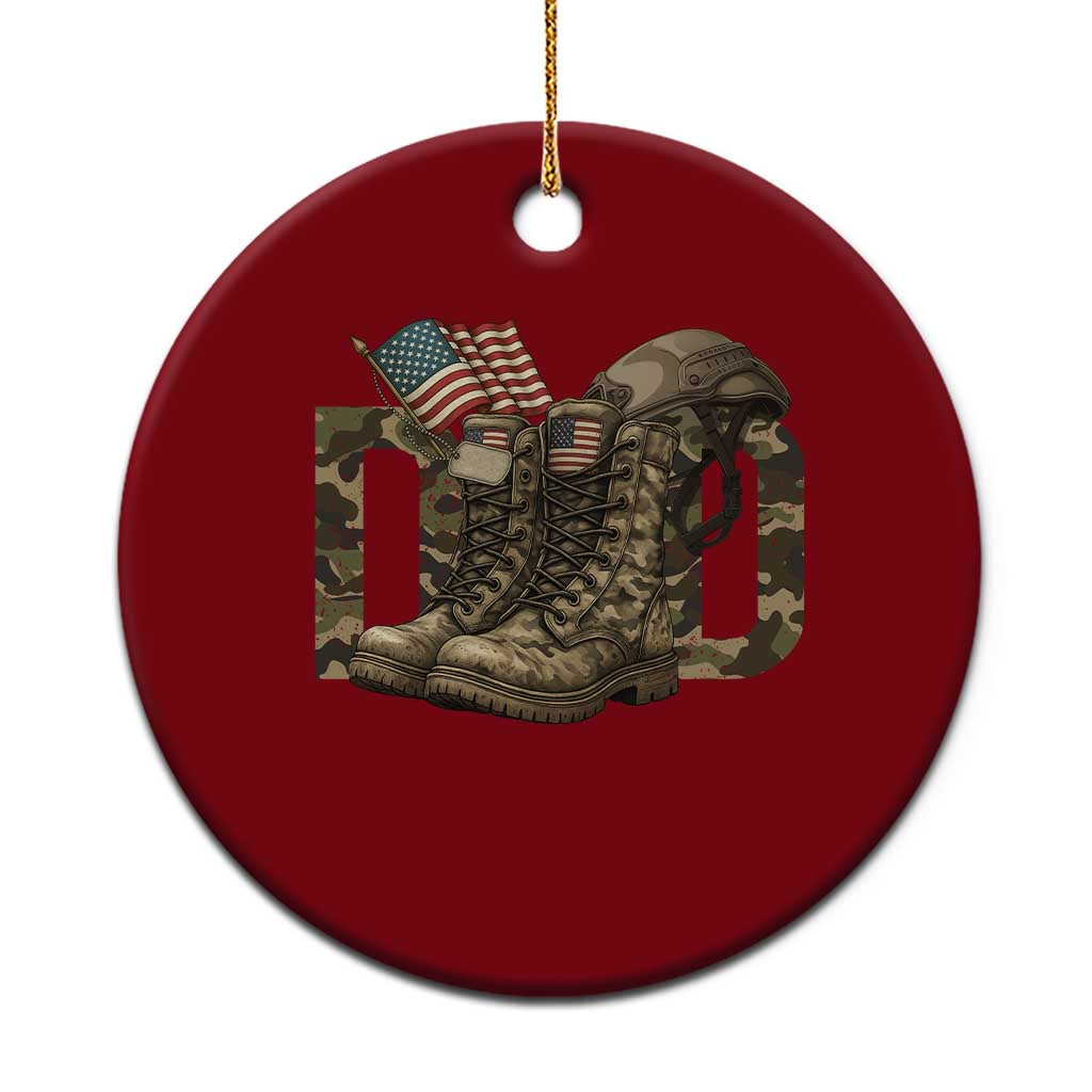 Army Military Dad Combat Boots American Flag Ceramic Ornament - Print Your Wear