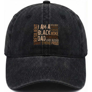Funny I Am A Black Dad Washed Cotton Baseball Cap Black History Month Fathers Day TS11 Print Your Wear