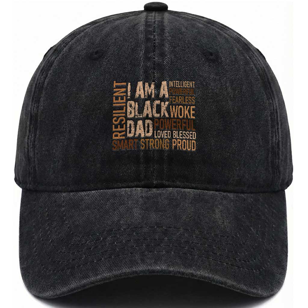 Funny I Am A Black Dad Washed Cotton Baseball Cap Black History Month Fathers Day TS11 Print Your Wear