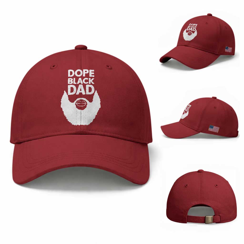 Funny Dope Black Dad Baseball Cap Father's Day Juneteenth History Month TS11 Baseball Cap Universal Fit Cherry Red Print Your Wear
