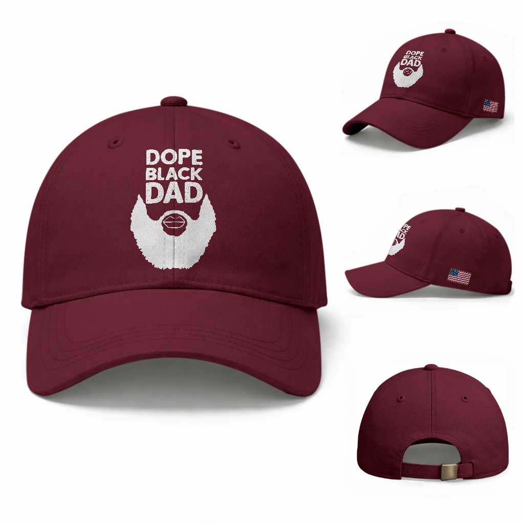 Funny Dope Black Dad Baseball Cap Father's Day Juneteenth History Month TS11 Baseball Cap Universal Fit Maroon Print Your Wear