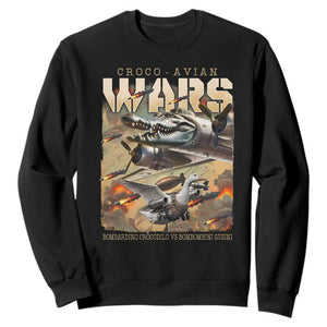 Funny Italian Brainrot Croco Avian Wars Sweatshirt Bombardino Crocodilo Bombombini Gusini Gen Z Meme TS11 Black Print Your Wear