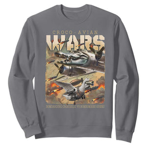 Funny Italian Brainrot Croco Avian Wars Sweatshirt Bombardino Crocodilo Bombombini Gusini Gen Z Meme TS11 Charcoal Print Your Wear