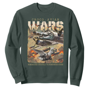 Funny Italian Brainrot Croco Avian Wars Sweatshirt Bombardino Crocodilo Bombombini Gusini Gen Z Meme TS11 Dark Forest Green Print Your Wear