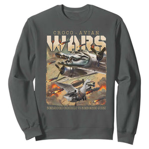 Funny Italian Brainrot Croco Avian Wars Sweatshirt Bombardino Crocodilo Bombombini Gusini Gen Z Meme TS11 Dark Heather Print Your Wear