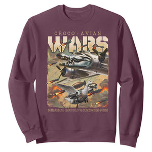 Funny Italian Brainrot Croco Avian Wars Sweatshirt Bombardino Crocodilo Bombombini Gusini Gen Z Meme TS11 Maroon Print Your Wear