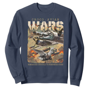Funny Italian Brainrot Croco Avian Wars Sweatshirt Bombardino Crocodilo Bombombini Gusini Gen Z Meme TS11 Navy Print Your Wear