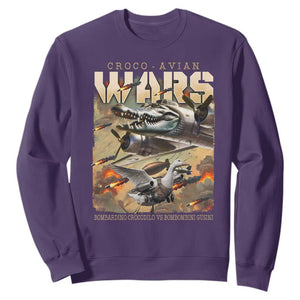 Funny Italian Brainrot Croco Avian Wars Sweatshirt Bombardino Crocodilo Bombombini Gusini Gen Z Meme TS11 Purple Print Your Wear