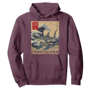 Funny Italian Brainrot Tralalero Tralala Shark Hoodie Japanese Art Gen Z Meme TS11 Maroon Print Your Wear
