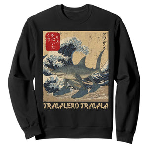 Funny Italian Brainrot Tralalero Tralala Shark Sweatshirt Japanese Art Gen Z Meme TS11 Black Print Your Wear