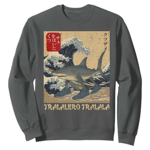 Funny Italian Brainrot Tralalero Tralala Shark Sweatshirt Japanese Art Gen Z Meme TS11 Dark Heather Print Your Wear