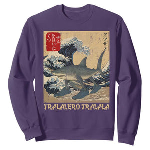 Funny Italian Brainrot Tralalero Tralala Shark Sweatshirt Japanese Art Gen Z Meme TS11 Purple Print Your Wear