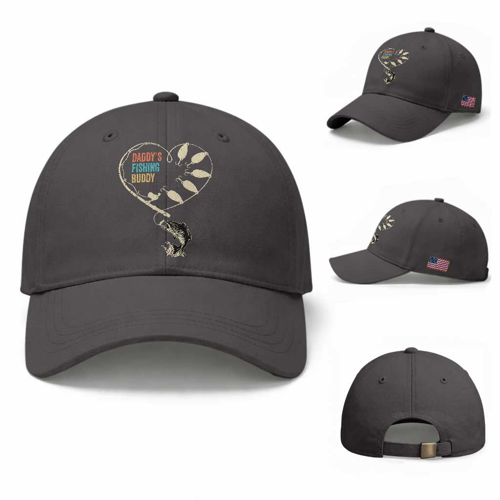 Funny Daddys Fishing Buddy Baseball Cap Fisherman Dad Son Daughter TS11 Baseball Cap Universal Fit Dark Gray Print Your Wear