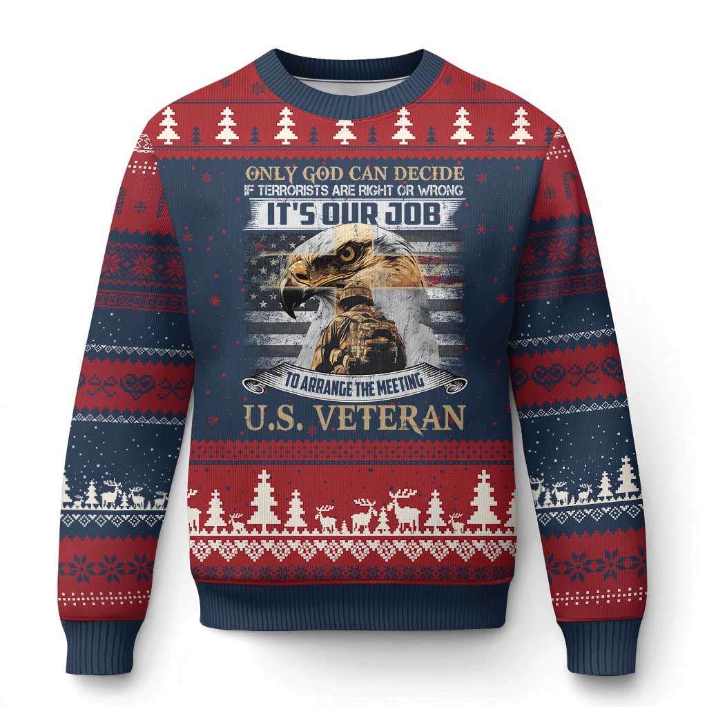 Christian Veteran Ugly Christmas Sweater Only God Can Decide If Terrorists Are Right Or Wrong Us Veteran TS11 Navy Red Print Your Wear