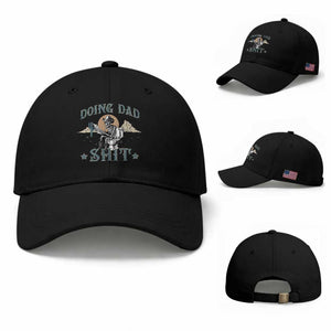 Funny Western Father Doing Dad Shit Baseball Cap Cowboy Skeleton Toilet Dad Jokes Father's Day TS11 Baseball Cap Universal Fit Black Print Your Wear