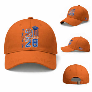 Class of 2026 Senior Baseball Cap School Graduation 26 TS11 Baseball Cap Universal Fit Orange Print Your Wear