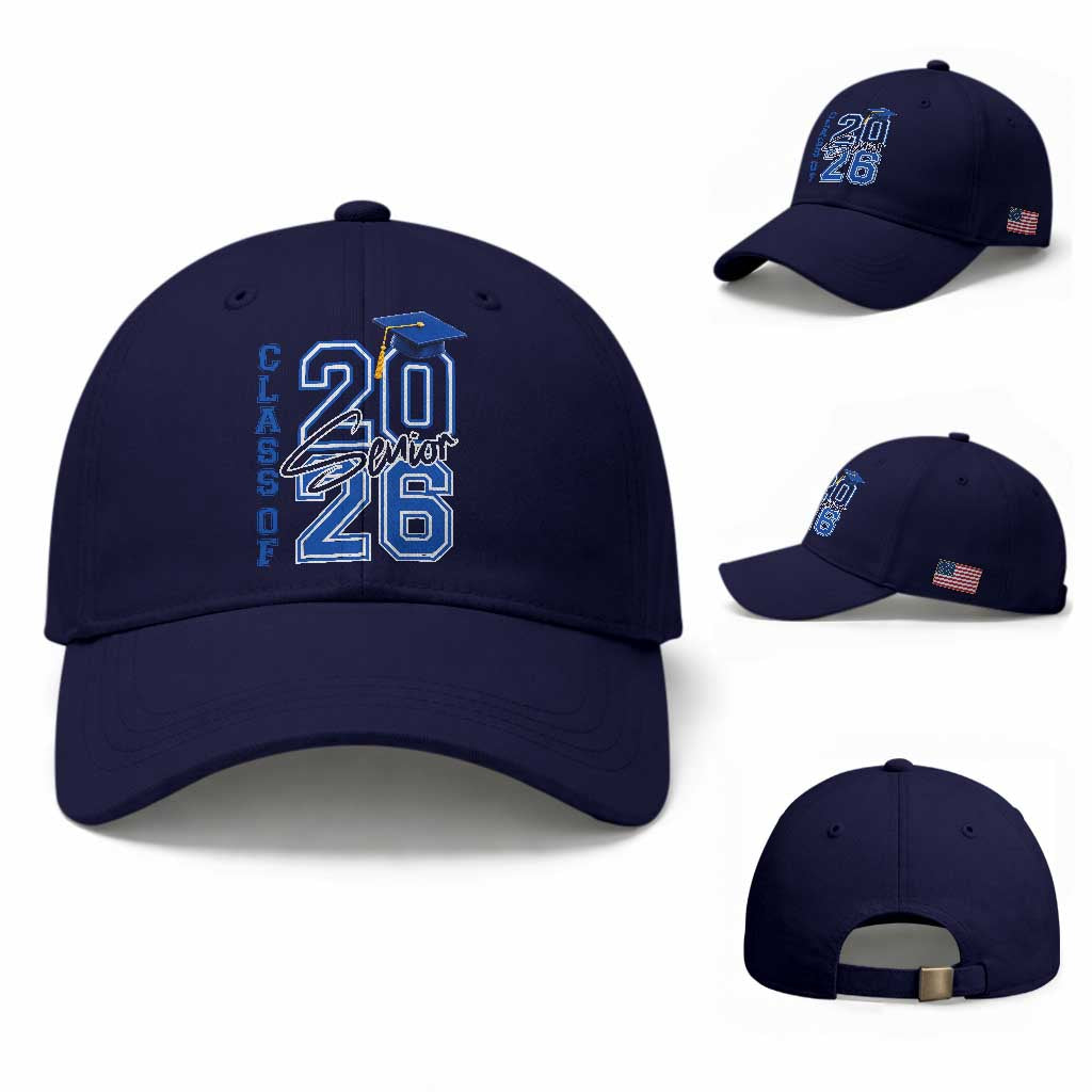 Class of 2026 Senior Baseball Cap School Graduation 26 TS11 Baseball Cap Universal Fit Dark Blue Print Your Wear